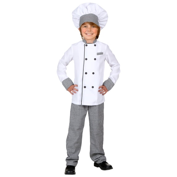 FUN Costumes Chef Costume with Toque Hat and Gingham Pants for Kids