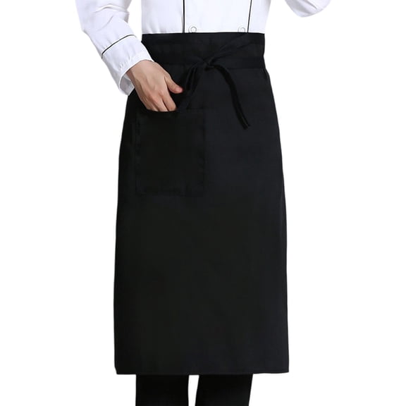 Chef Kitchen Apron for Cooking, Grilling, BBQ in Black,  Half Cut Work Apron, Restaurant Coffee Shop Waiter Work Apron