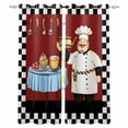 thumbnail image 1 of Chef Kitchen Curtains Cartoon Red Food Cooking Black White Buffalo Check Cafe Short Curtains for Bathroom Blackout Window Curtain Small Window Treatment Drapes for Bedroom Living Room 42"x45"x2, 1 of 9