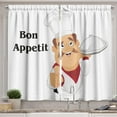 thumbnail image 1 of Chef Kitchen Curtains, Simple Cartoon Smiling Cook with French Message of Bon Appetit in Cartoon Style, Window Drapes 2 Panel Set for Kitchen Cafe Decor, 55" X 39", Beige White, 1 of 3