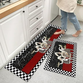 Chef Non-Slip Kitchen Rugs Set (17x30+17x47 Inch), Washable, Fat Chef ...
