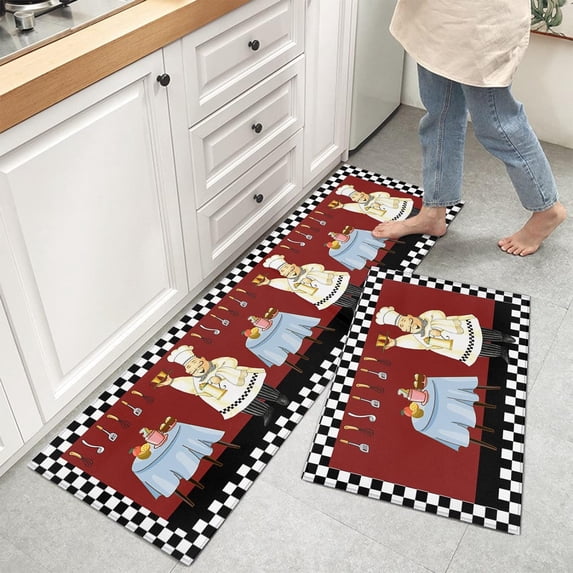 Chef Kitchen Rug Fat Chef Kitchen Rugs, Kitchen Mats for Floor, Kitchen Organization Non-Slip Kitchen Mat, Anti-Fatigue Mat Kitchen Floor Mats Home Decor Runner Rug, Chef Kitchen Decor and Accessories