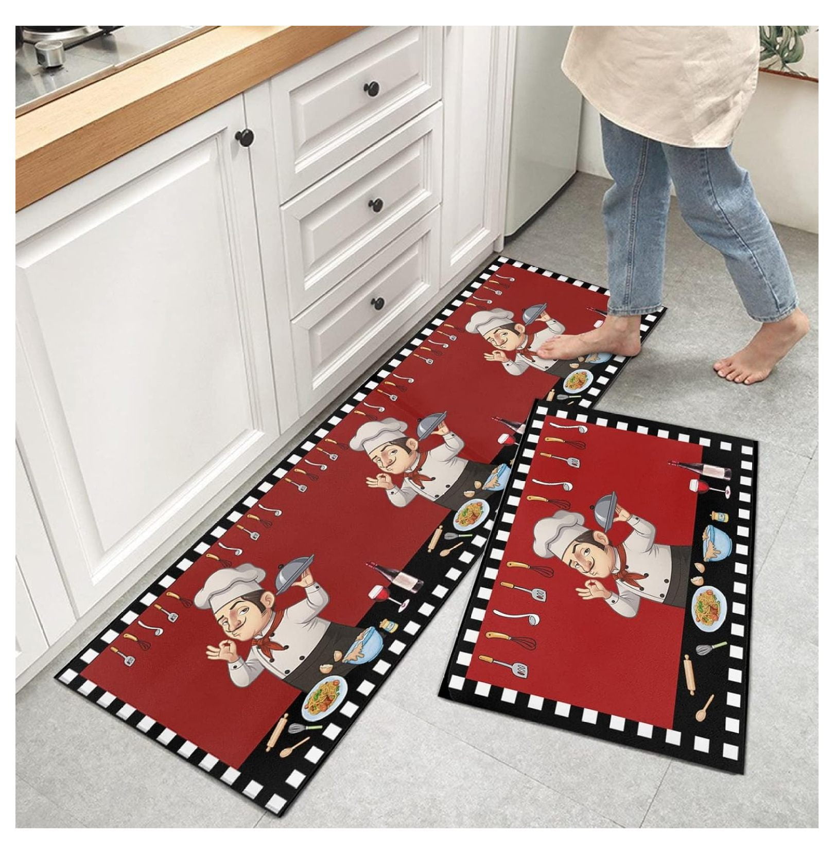 Chef Kitchen Rug Fat Chef Kitchen Rugs, Kitchen Mats for Floor, Kitchen
