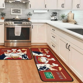 Chef Non-Slip Kitchen Rugs Set (17x30+17x47 Inch), Washable, Fat Chef ...