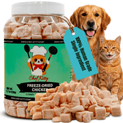 Chef Kitty Freeze Dried Chicken Cat Treats, Single Ingredient Human Grade Chicken for Cats & Dogs, 7.7 oz