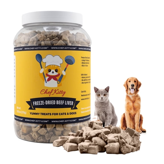 Chef Kitty Freeze-Dried Cat and Dog Treats, Human Grade Beef Liver - 3.4 oz