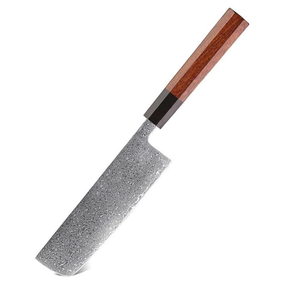 Chef Knife, 6.5 Inch Hand Forged Kitchen Nakiri Knives 67 Layer Damascus Steel Japanese Chef Knife Cooking Vegetables Tools, 3690