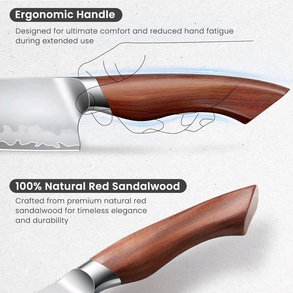 Chef Knife 8 Inch, American S35VN Powder Steel Sharp Kitchen Knife, Professional Cooking Knife with Ergonomic Red Sandalwood Handle, Meat Cutting Gyuto Knife, Gifts for Women & Men