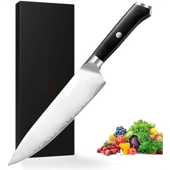 Chef Knife, 8 Inch High Carbon Steel Kitchen Knife, Professional Chefs Knife with Ergonomic Wooden Handle, Ultra Sharp Knife for Meat Vegetable Cutting$$Home Decor, Kitchen, & Other