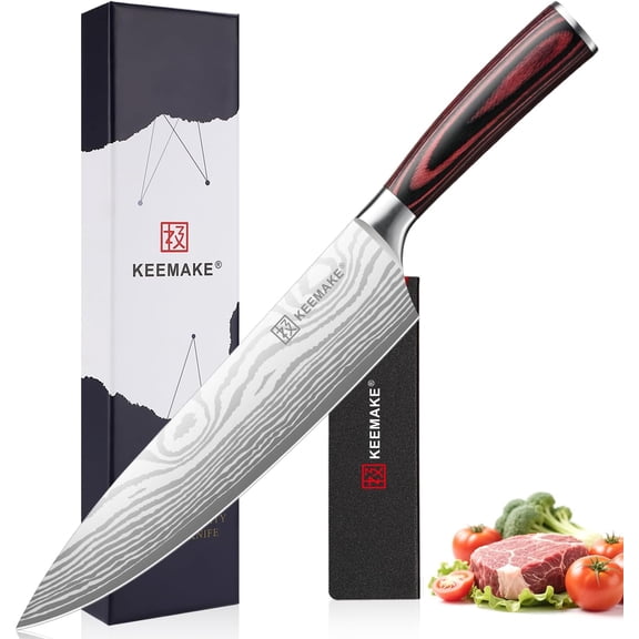Chef Knife 8 Inch - Ultra Sharp Kitchen Knife 1.4116 High Carbon Stainless Steel Blade, Ergonomic Handle, Professional Meat Knife for Home Cooking & Chefs, w/Sheath & Gift Box