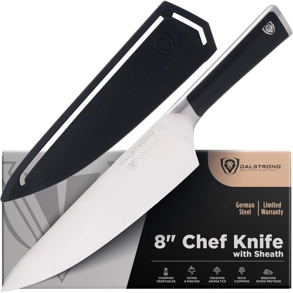 Chef Knife - 8 inch - Vanquish Series - Forged High Carbon German Steel - POM Handle - Professional Kitchen Knife Gift- Razor Sharp Chef's Knife - NSF Certified