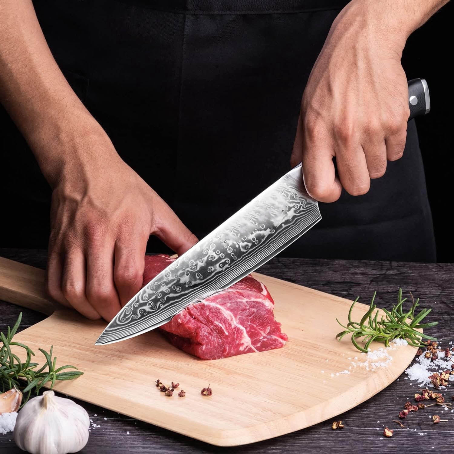 Chef Knife Japanese Steel Damascus Kitchen Knife, Professional Kitchen Knives Sharp High Carbon Super Steel Utility Knife
