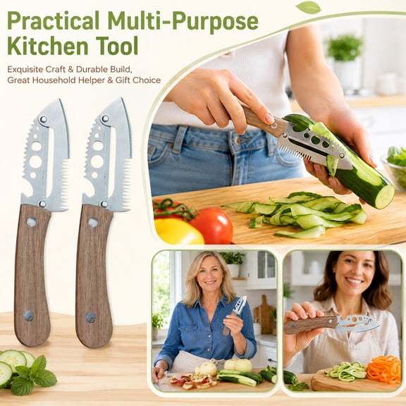 Chef Knife, Multifunctional Wooden Handle, 2 Piece Set, Multipurpose Cutting Kitchen, for Home Kitchen Cooking Food Prep