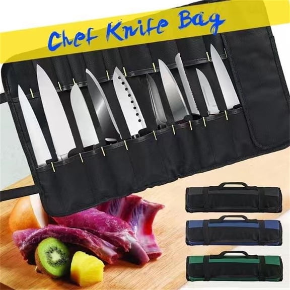 Chef Knife Portable Storage Bag, Heavy-Duty Knife Roll Case for Professional and Home Chefs, Compact Carrying Knife Organizer with Secure Straps and Handle for Kitchen, Culinary office, Camping