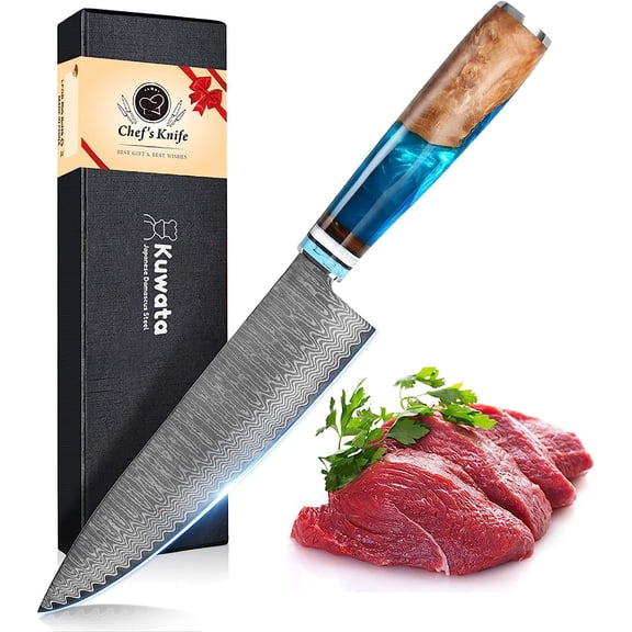 Chef Knife, Professional Japanese VG10 Damascus Steel Kitchen Chefs Knife 8 Inch, Razor Sharp Meat Cutting with Gift Box for Family, Restaurant