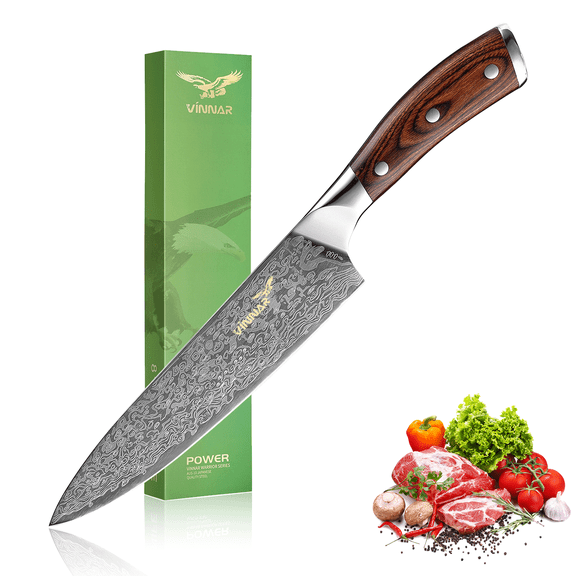 Chef Knife ,Professional Kitchen Knives 8 inch Japanese Stainless Steel Meat Cleaver Colored Solid Wood Handle