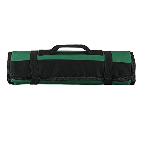 Chef Knife Roll Bag with Carry Handle, Large Capacity Kitchen Knife Storage Bag, Portable Knife Carrying Case with Folded Design, Black (Not Include Knife) 7.87 Inches