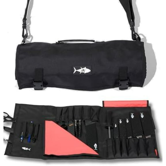 Chef Knife Roll Bag Premium Nylon Chef Knife Bag for Professionals, Culinary Students & Home Cooks Secure Storage & Portable Design for Chef Knives & Accessories (Black)