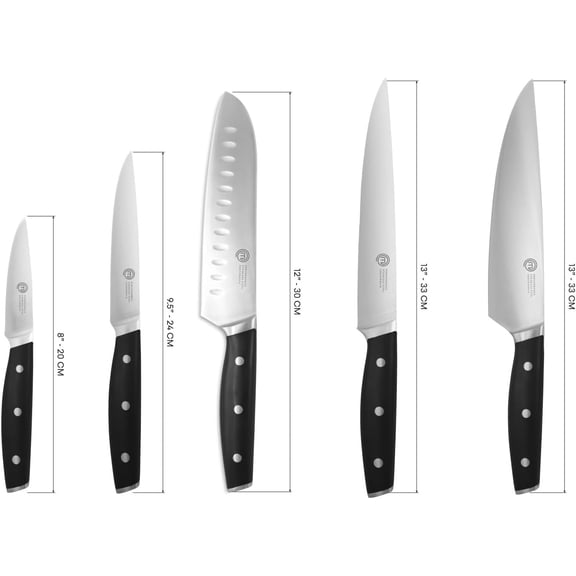 Chef Knife Set with Canvas Roll Bag - 5 Piece Professional Kitchen Knives High Carbon Stainless Steel Triple Riveted Handles for Precision Cooking