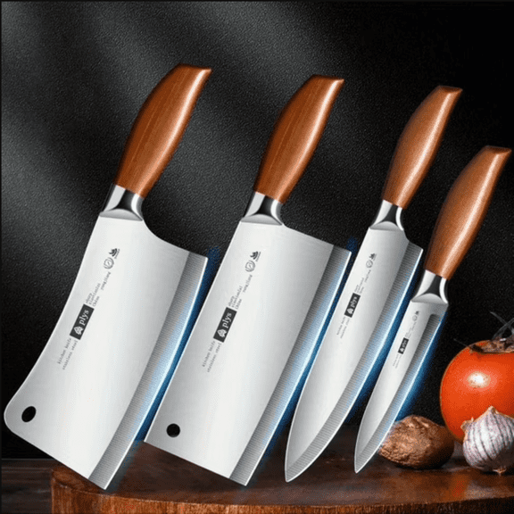 Plys Chef Knife Set 4 Pcs, Ultra Sharp Kitchen Knives Sets, High Carbon Stainless Steel Japanese Knife Sets for Home Kitchen Cooking