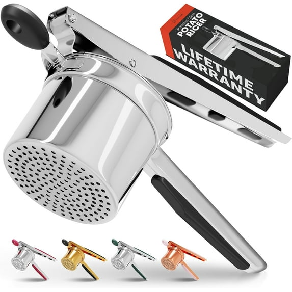Chef Large 15oz Potato Ricer, Heavy Duty Stainless Steel Potato Masher and Ricer Kitchen Tool, Press and Mash Kitchen Gadget For Perfect Mashed Potatoes - Everytim