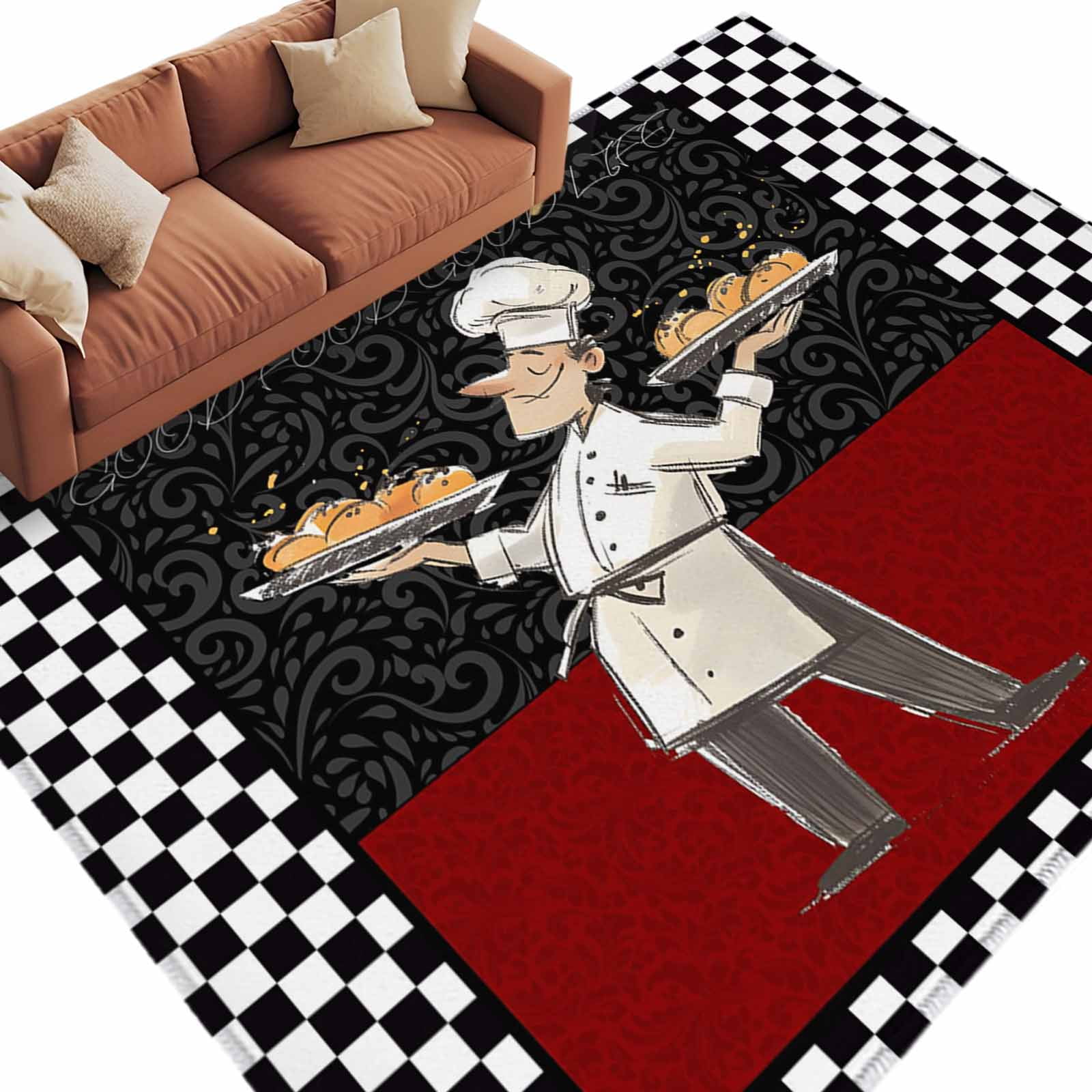 Chef Large Area Rugs for Bedroom Living Room, Soft Non Slip Carpet ...
