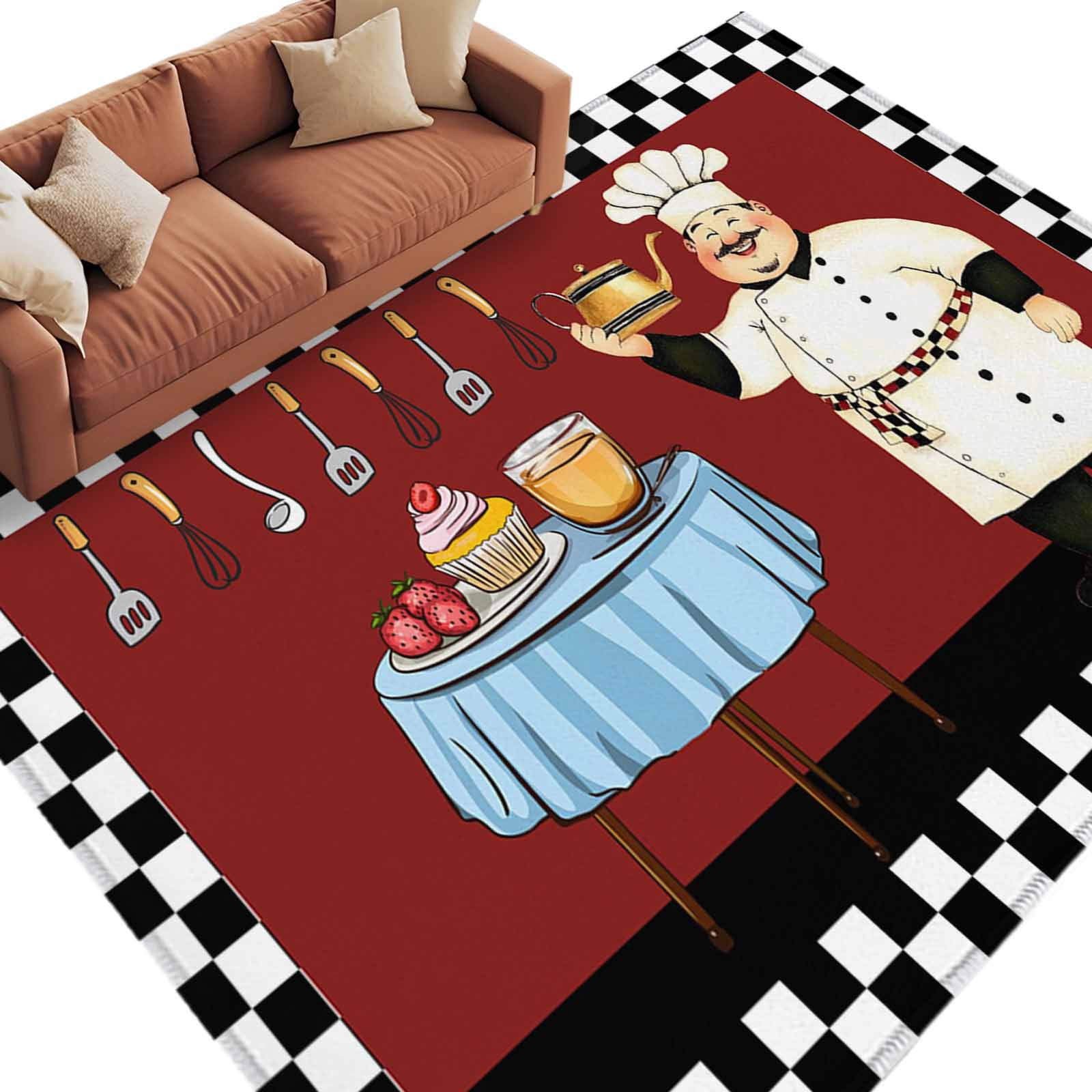 Chef Large Area Rugs for Bedroom Living Room, Soft Non Slip Carpet ...
