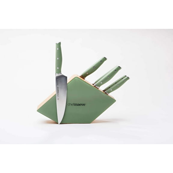 Chef Maeve 6-Piece Color Pop Cutlery Set with Blue Wood Storage Block