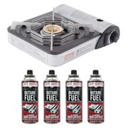 Chef-Master 90011 Butane Countertop Stove, 10 000 BTU Portable with Carry Case, High Performance, Piezo Ignition, Brass Burner, Safety Stop