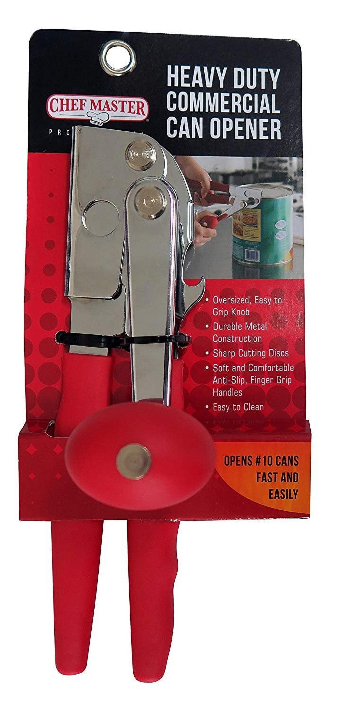 Chef-Master 90056 Commercial Can Opener | Sharp Cutting Discs | Durable  Metal Construction | Comfortable Ant-Slip Grip | Heavy Duty Can Opener for