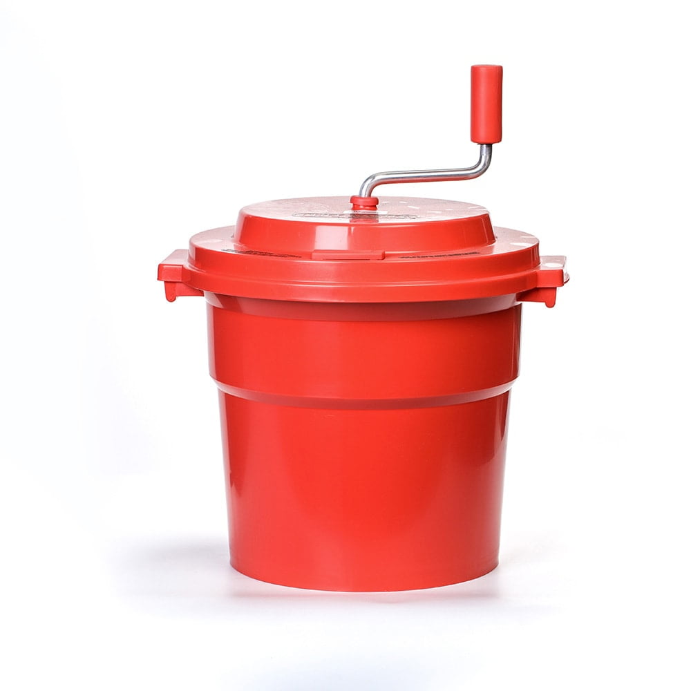 Red Heavy-Duty Plastic 5 Gallon Salad Spinner with Brake System