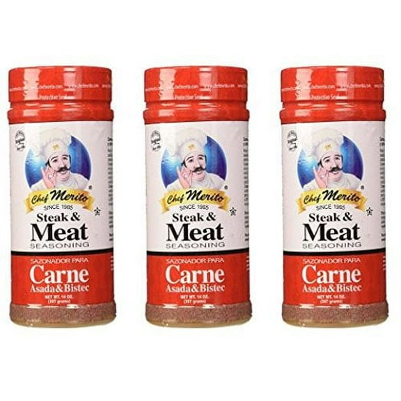 Chef Merito Carne Asada Meat Seasoning, 14 Ounce (Pack of 3)
