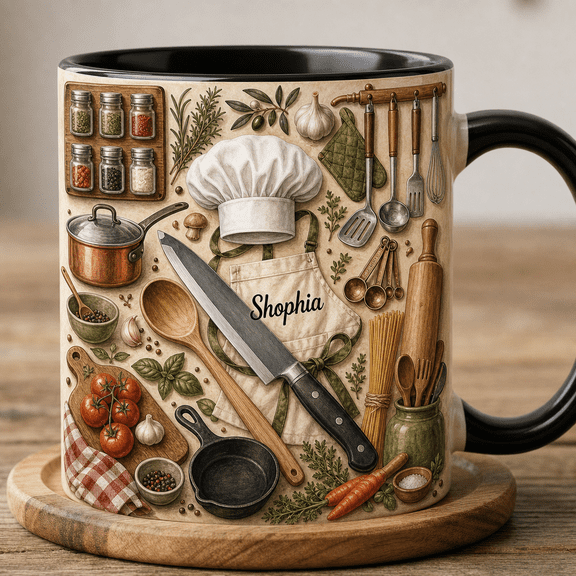 Chef Mug 2D Printed 3D Effect Personalized Chef Gift for Cooks & Culinary Pros