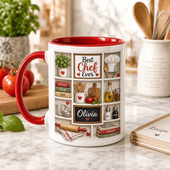 Chef Mug 3D Effect Best Chef Ever Gift for Cooks, Bakers & Kitchen Lovers