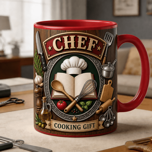 Chef Mug 3D Effect Cooking Gift for Home Cooks, Bakers, Culinary Pros