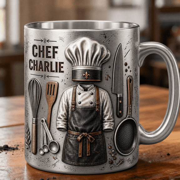 Chef Mug 3D Effect Personalized Kitchen Coffee Cup for Cooks and Culinary Arts Fans