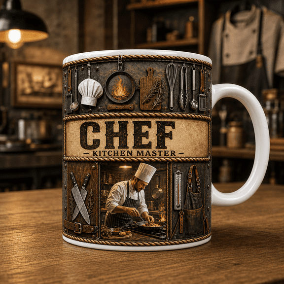 Chef Mug Kitchen Master Coffee Cup Cooking Gift for Chef, Cook, Baker