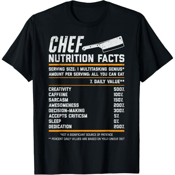 Chef Nutrition Facts Funny Cook Men Women Vintage Cooking T-Shirt