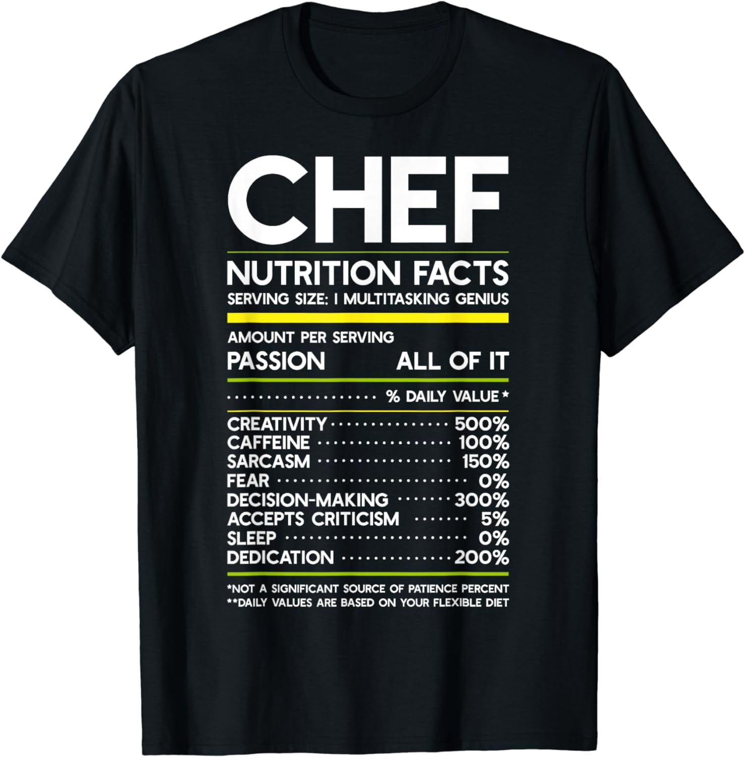 Chef Nutrition Facts Funny Cook Men\Women Vintage Cooking T-Shirt ...