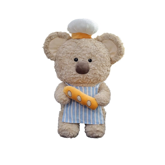 Chef Panda Plush Toy, 11 in Animal Doll with Baker Hat and Bread, Soft Stuffed Animal for Kitchen Decoration and Cooking Enthusiasts Yellow