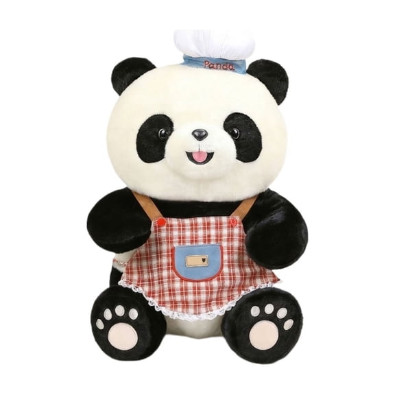 Chef Panda Plush Toy - Stuffed Animal with Chef Hat & Checkered Apron, Soft Huggable Design - for Kids, Birthday Gifts, Home Decor, Holiday Presents