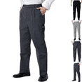 thumbnail image 1 of Chef Pants for Men Trendy Casual Striped Elastic Waist Work Pants Lightweight Comfy Classic Fit Working Uniform with Pockets Dark Gray 2XL, 1 of 3