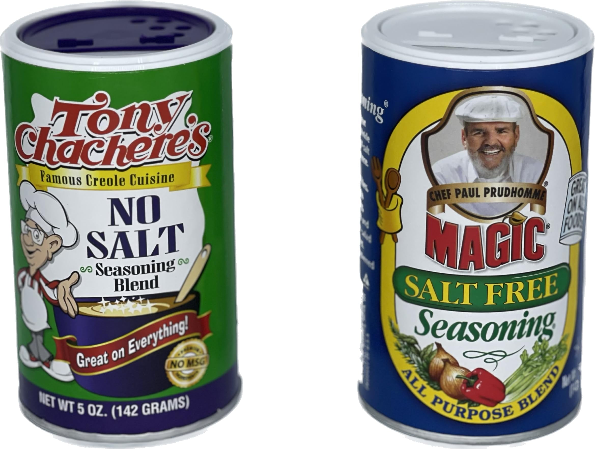 Chef Paul Salt Free Seasoning And Tony Chachere No Salt Cajun Seasoning-  Flavorful No Salt Seasoning Blend for All-Purpose Use on Meats, Seafood