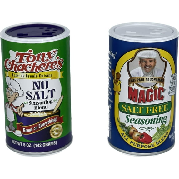 Chef Paul Salt Free Seasoning And Tony Chachere No Salt Cajun Seasoning- Flavorful No Salt Seasoning Blend for All-Purpose Use on Meats, Seafood, Poultry, Vegetables, and More!