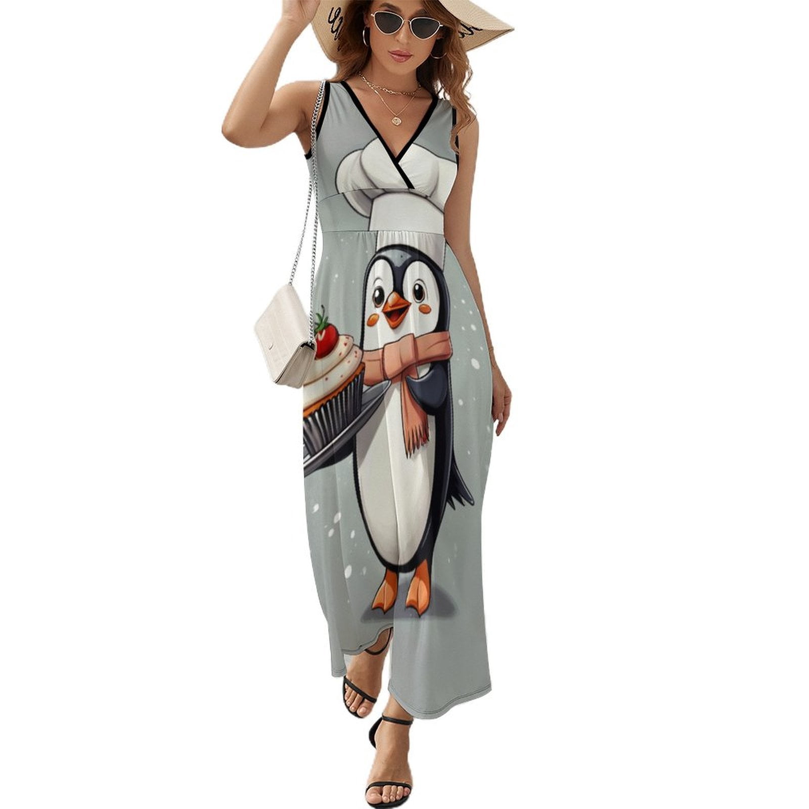 Chef Penguin Cupcake Dress Fashion Boho Beach Long Dresses Female Party ...