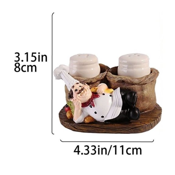 Chef & Pepper Grinder Resin Figurine – Hand-Painted Kitchen Counter Desk Ornament, Fun Gift For Cooks & Baristas, 1-Pack