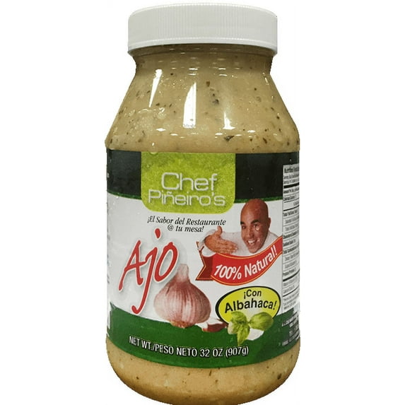 Chef Piñeiro, Garlic with Basil, 32 oz, 100% Natural, Plastic Jar