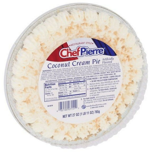 Chef Pierre 10 inch Traditional Coconut Cream Pie, 27 Ounce -- 6 per Case.