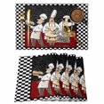 thumbnail image 1 of Chef Placemats Set of 12, Cartoon Cute Watercolor Cooking Black Plaid Placemats for Dining Table, Place Mats for Kitchen Tabletop, Waterproof Wipeable Dining Table Mats Set, 1 of 9