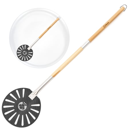 Chef Pomodoro Aluminum 9 inch Turning Pizza Peel with Detachable Wood Handle